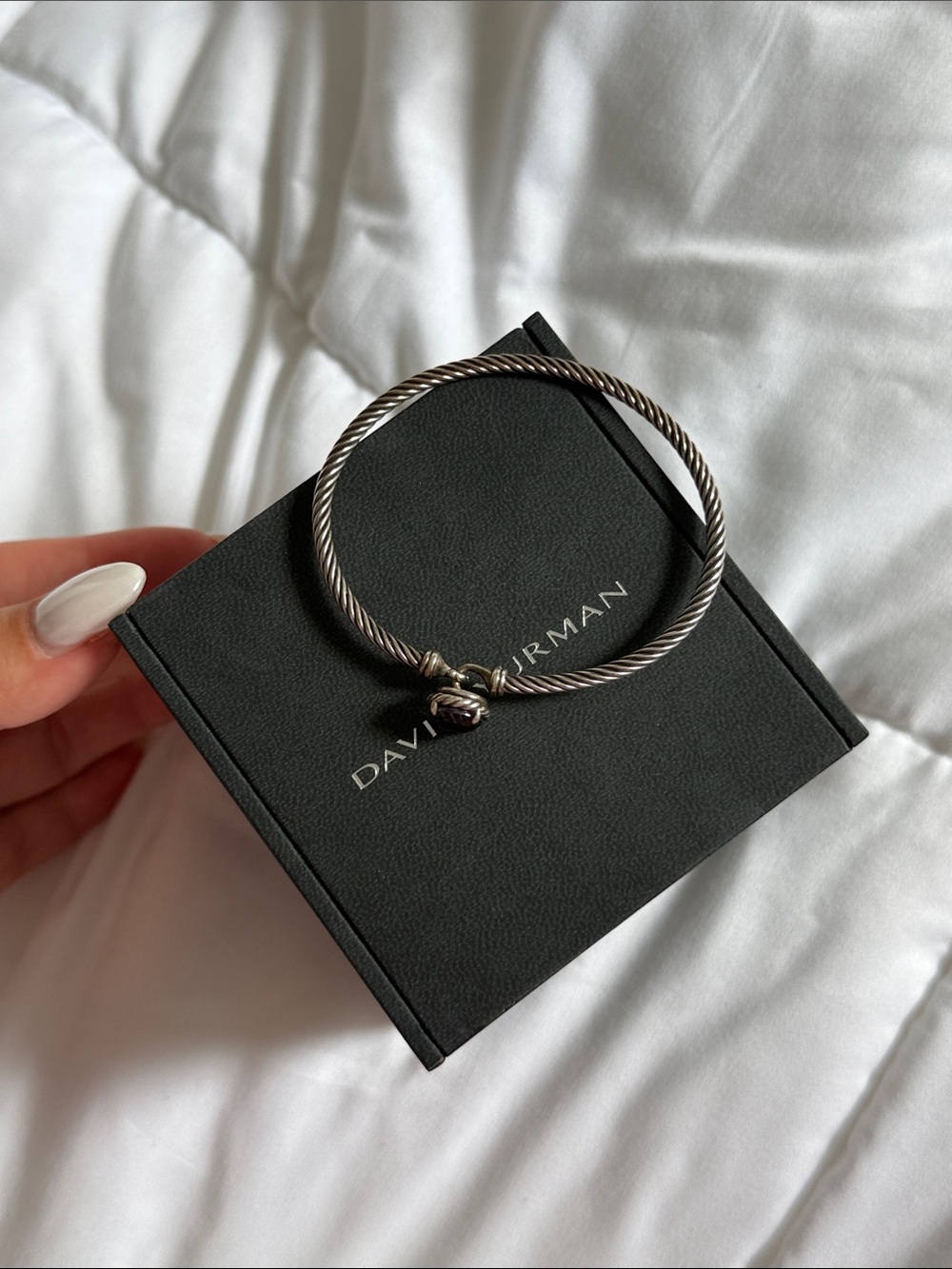 DAVID YURMAN petite Chetalaine Amethyst Cable Bangle bracelet